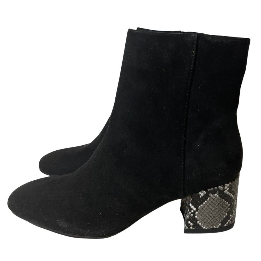 Sugar Olive Snake Print Ankle Boot - Women's Size 6.5 - Black Microsuede